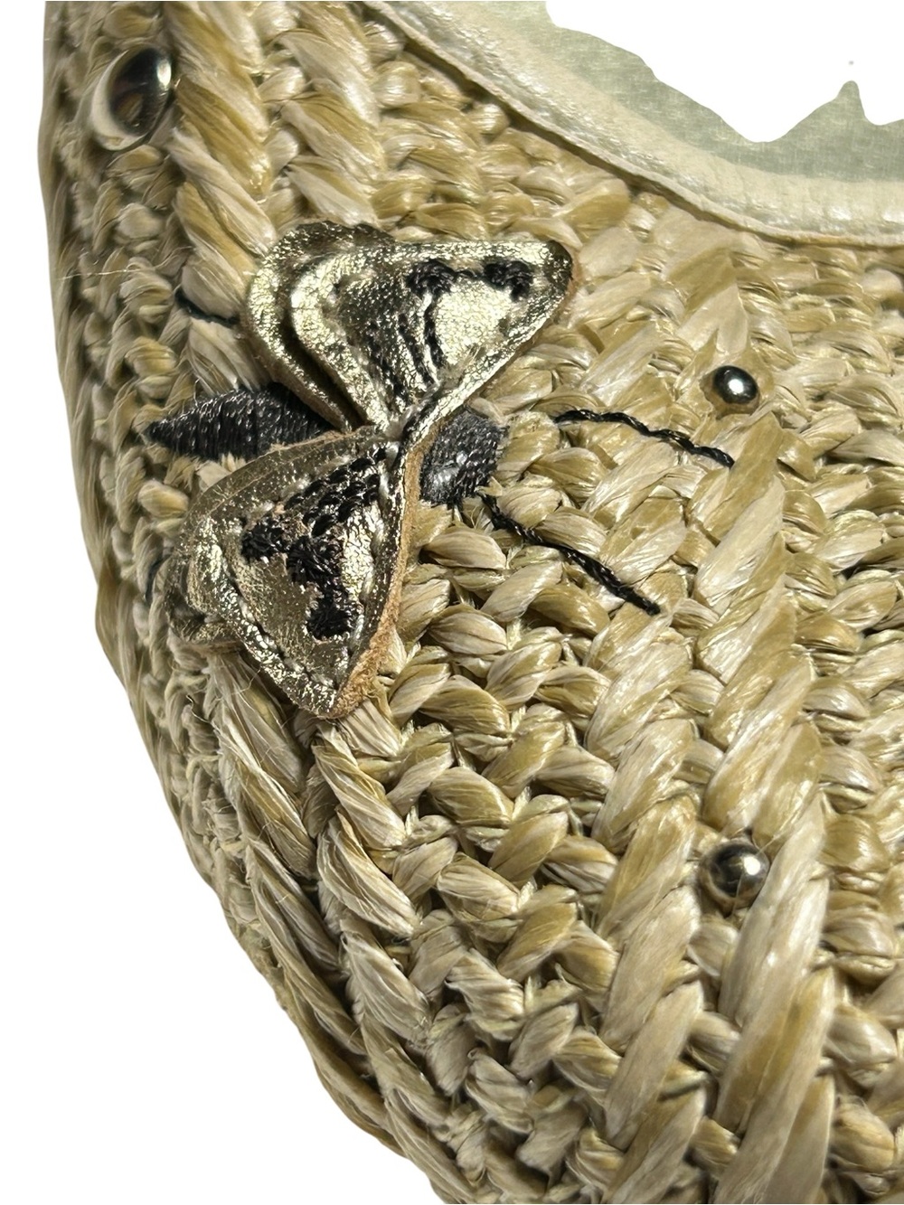 Coach Raffia Ballet Flats Beige Woven Leather Floral Butterfly Dragonfly Whimsy - Picture 10 of 11